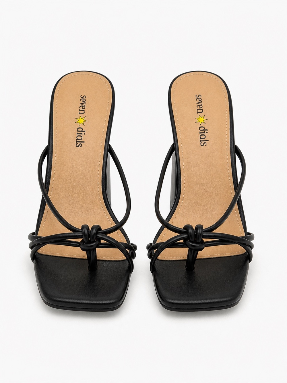 Seven Dials Black Knot-Detail Square-Toe Slide Sandals